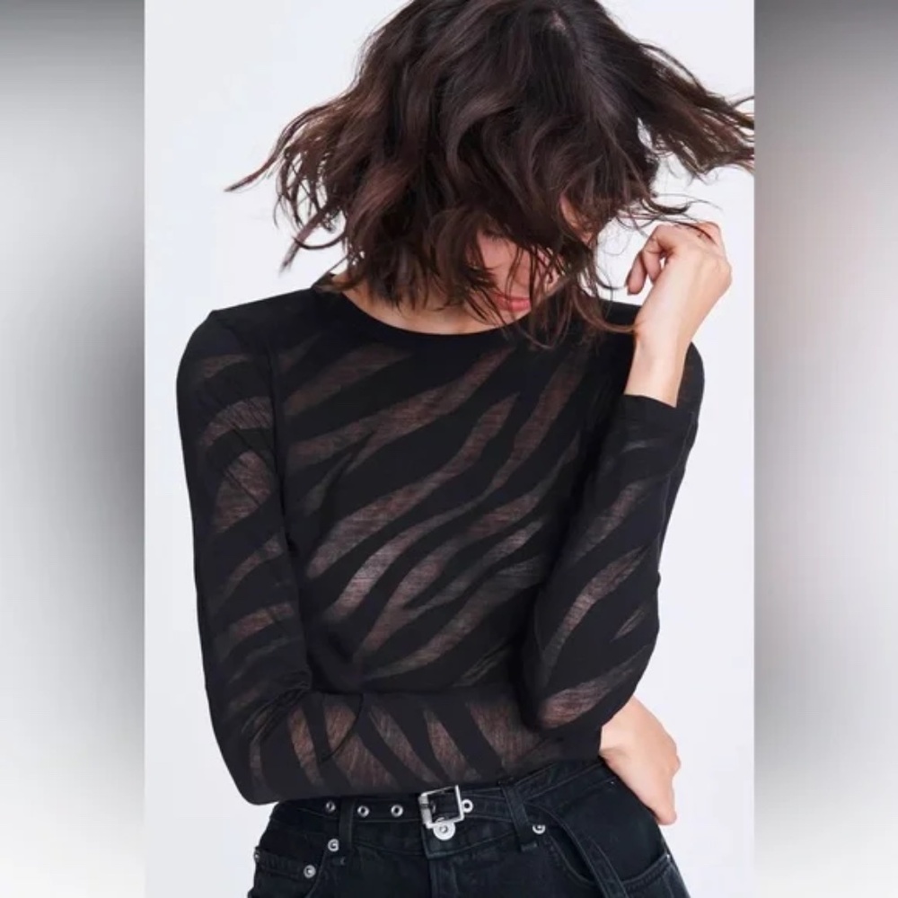 Rag and Bone Valencia Zebra Long Sleeve Crew